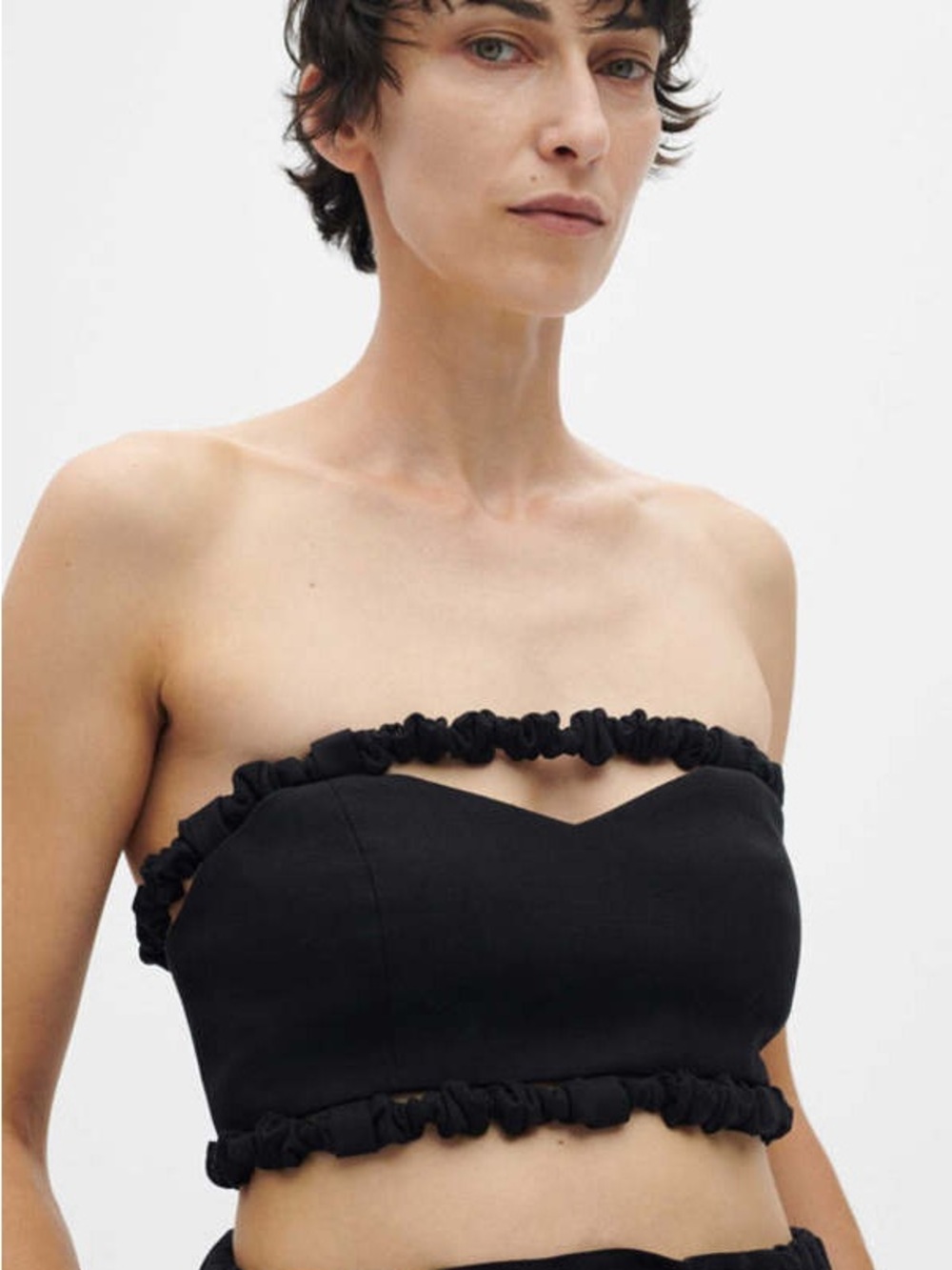GANNI STRAPLESS CROP TOP - BLACK size 36